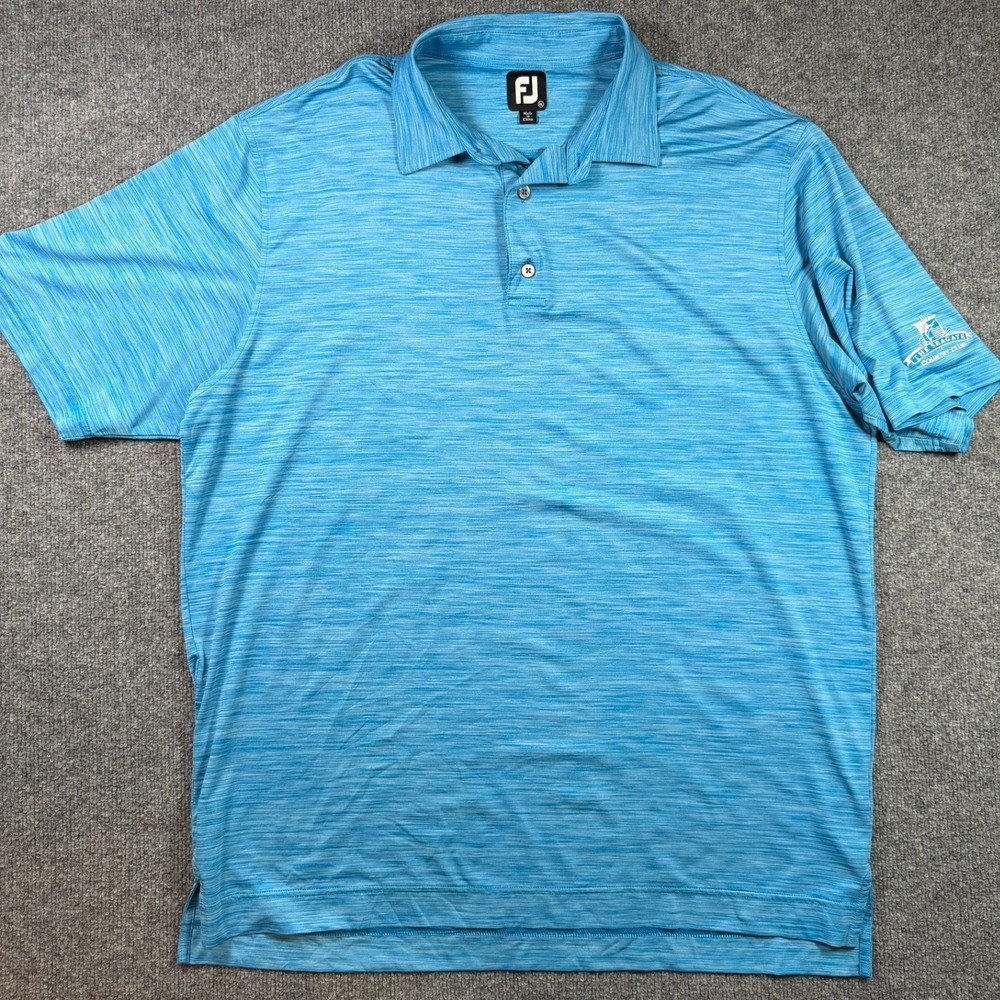 FootJoy Polo Shirt Mens XL Blue Space Dye The Seagate Country Club Golf Top